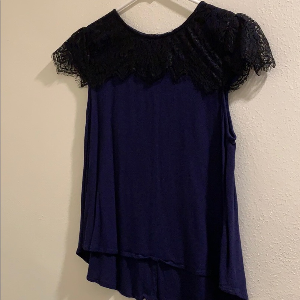 Blue and black blouse